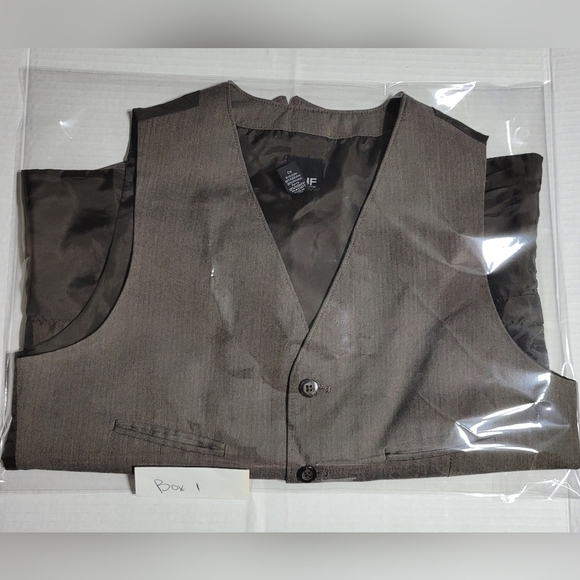 J.Ferrar Suit Vest Slim Fit Light Brown,  Sz Small Buttons Sleeveless - Picture 9 of 9